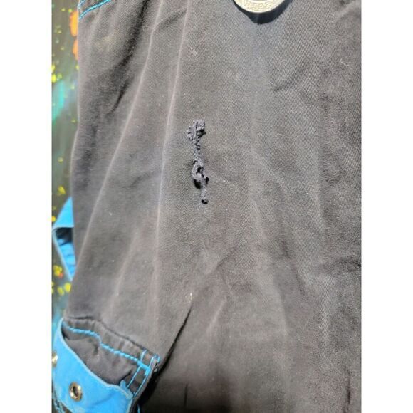 Tripp NYC Mens Shorts M Black Blue Chains Goth Zip Off Goth Punk Cargo Bondage - Picture 3 of 9